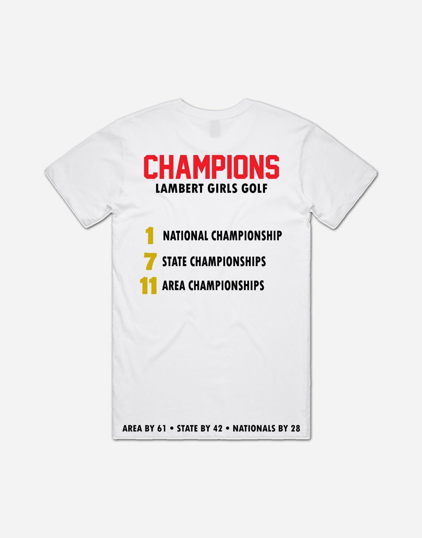 Lambert Girls Golf Team 2020 National Champions Tee Back