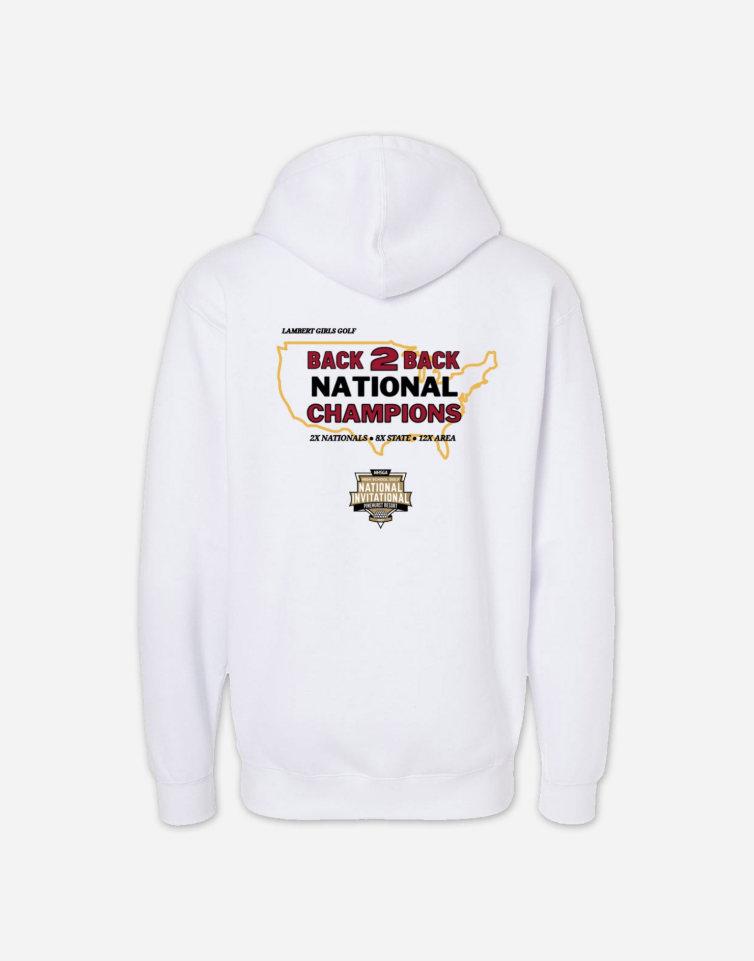 Lambert High School Girls Golf Back to Back National Champions Hoodie Back