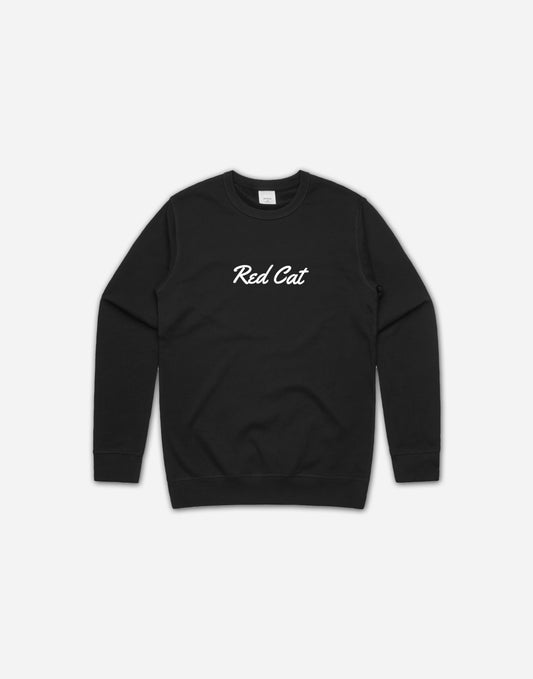 RedCat Cursive print French Terry Crewneck Black