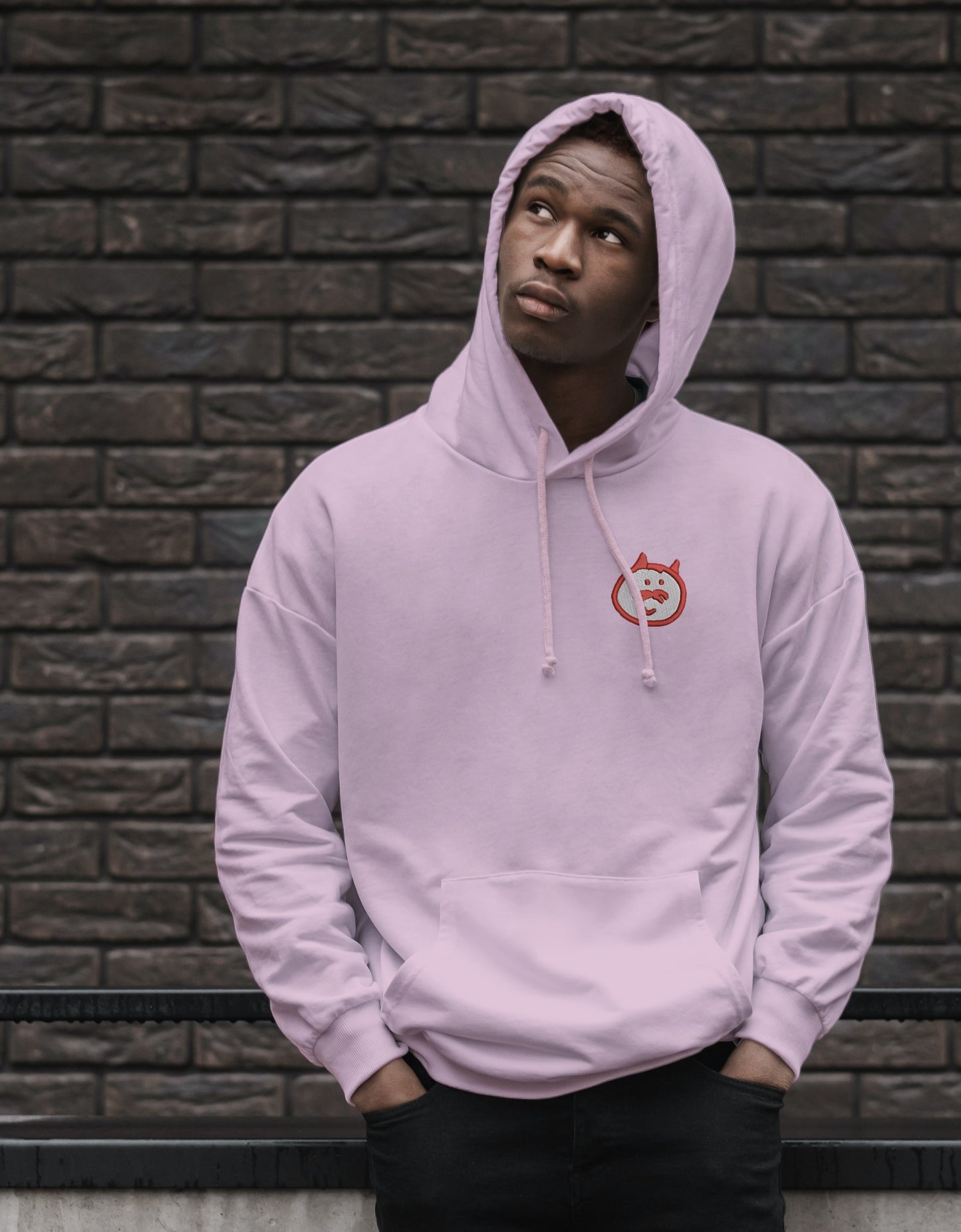 RedCat Mid Weight Small Logo Hoodie Pink Model